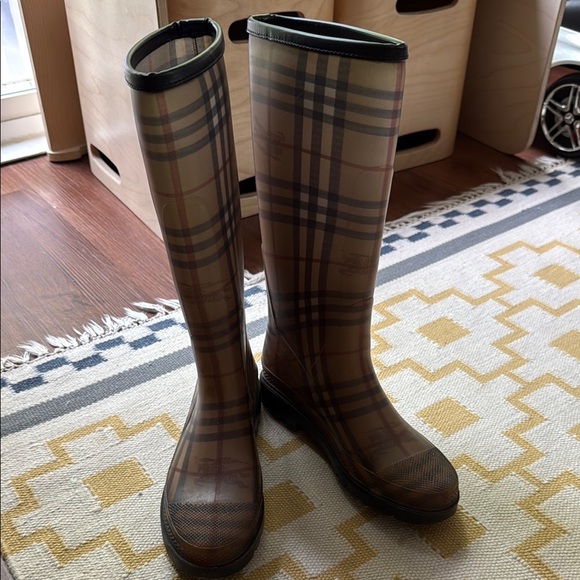 Burberry Checkered Tall Rain Boots - Picture 1 of 11